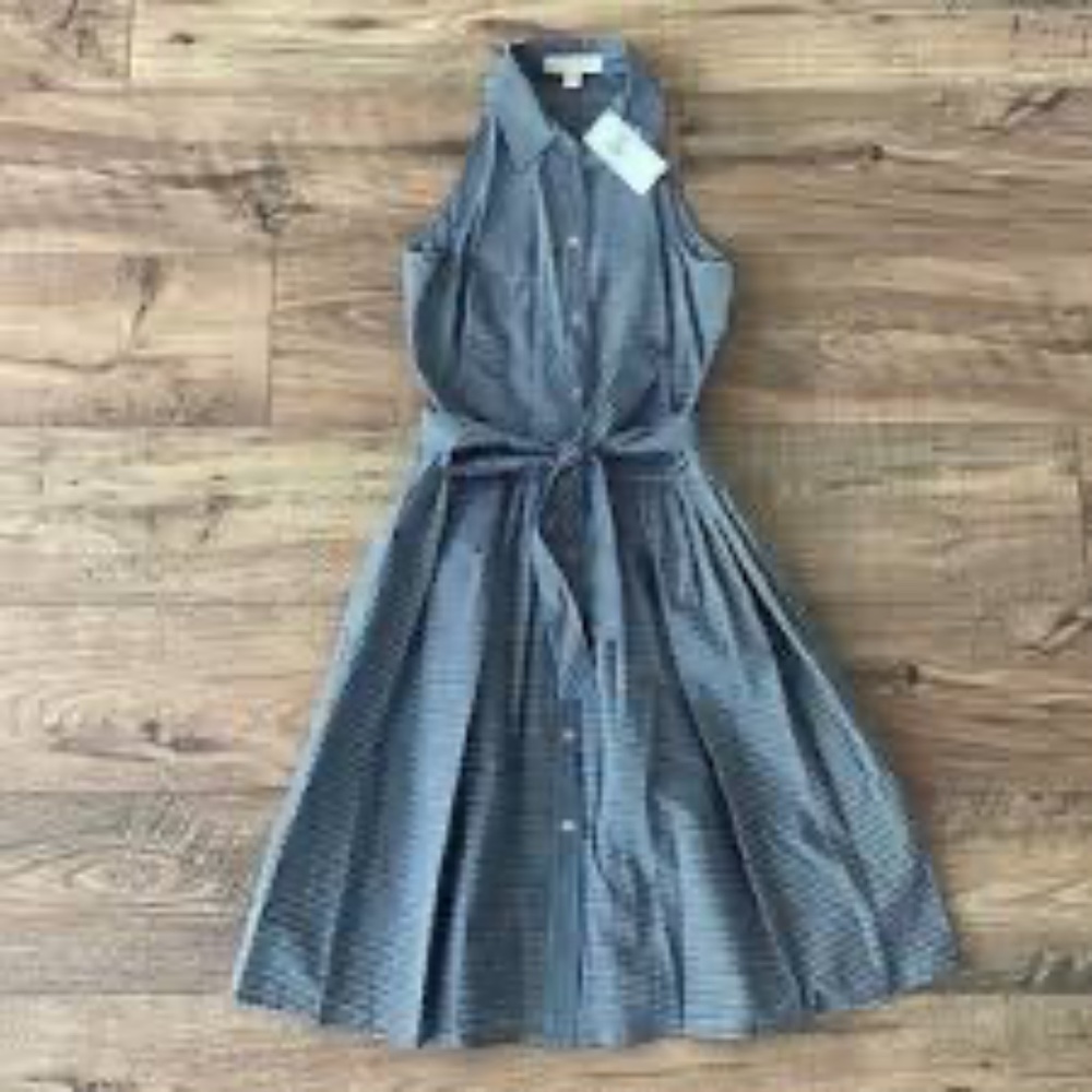 MICHAEL Michael Kors Belted Button Up Pleated Shirt Dress